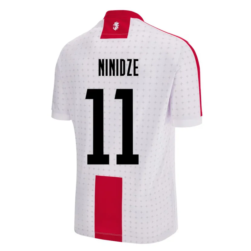 Danxen Enfant Maillot Géorgie Nikoloz Ninidze #11 Blanc Tenues Domicile 24-26 T-Shirt