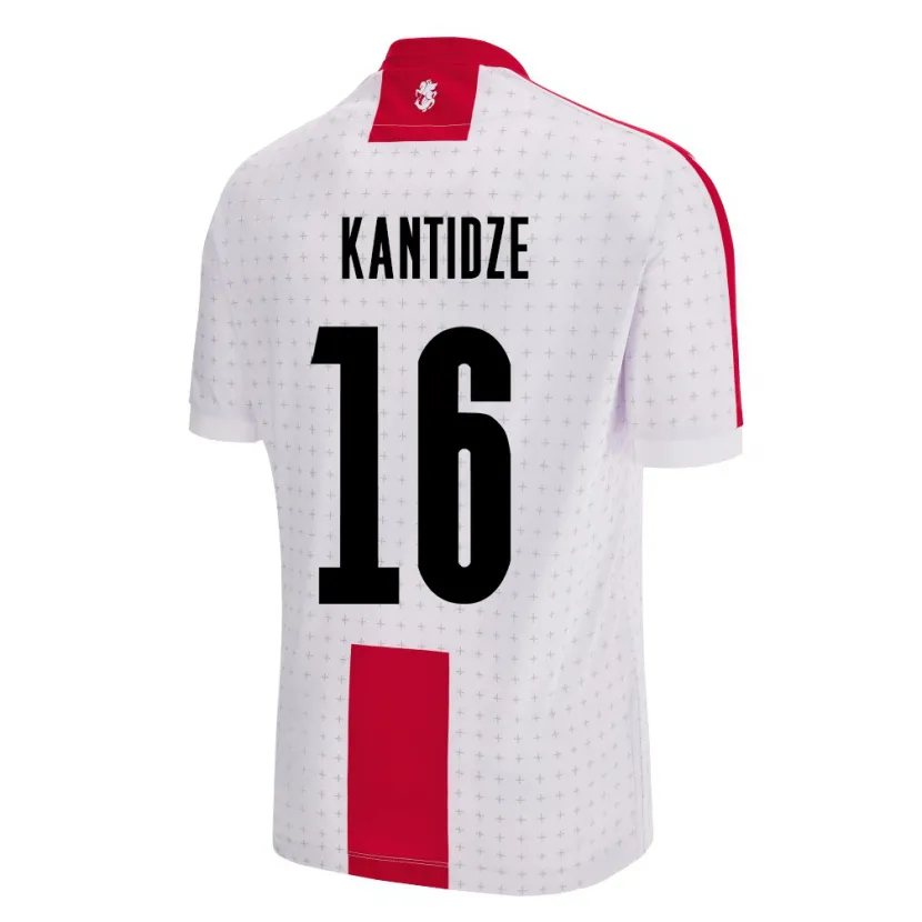 Danxen Enfant Maillot Géorgie Nikoloz Kantidze #16 Blanc Tenues Domicile 24-26 T-Shirt