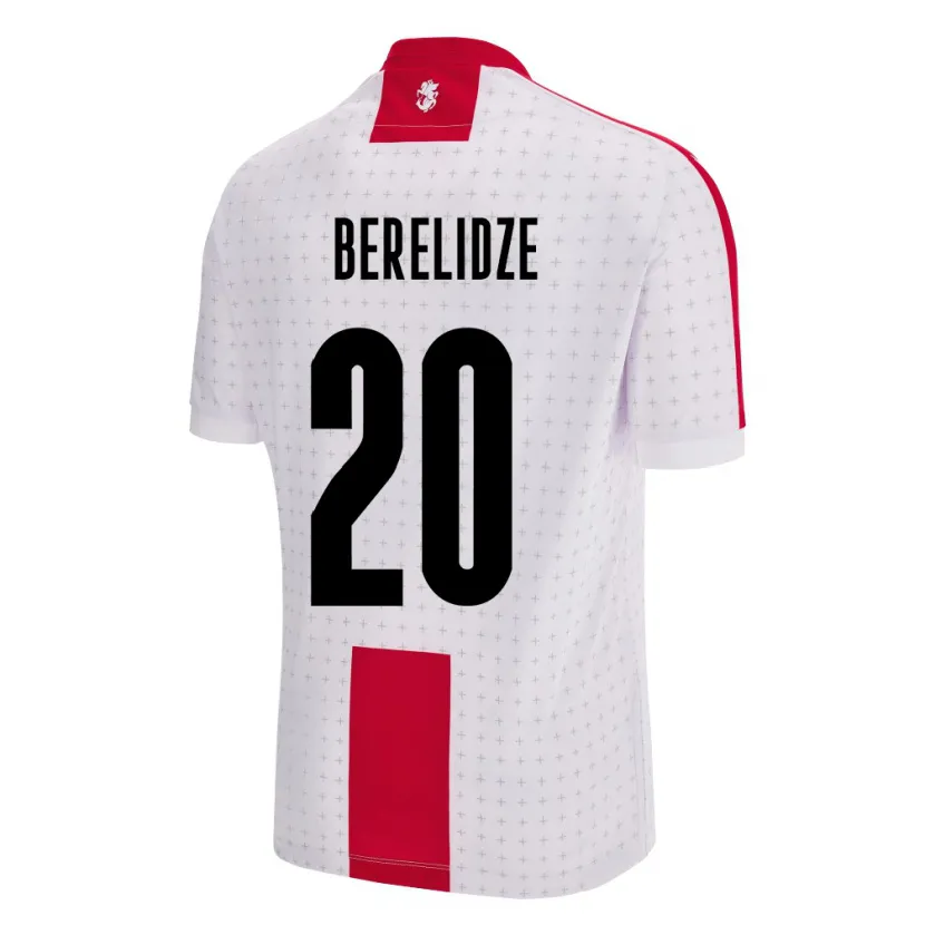 Danxen Enfant Maillot Géorgie Tsotne Berelidze #20 Blanc Tenues Domicile 24-26 T-Shirt