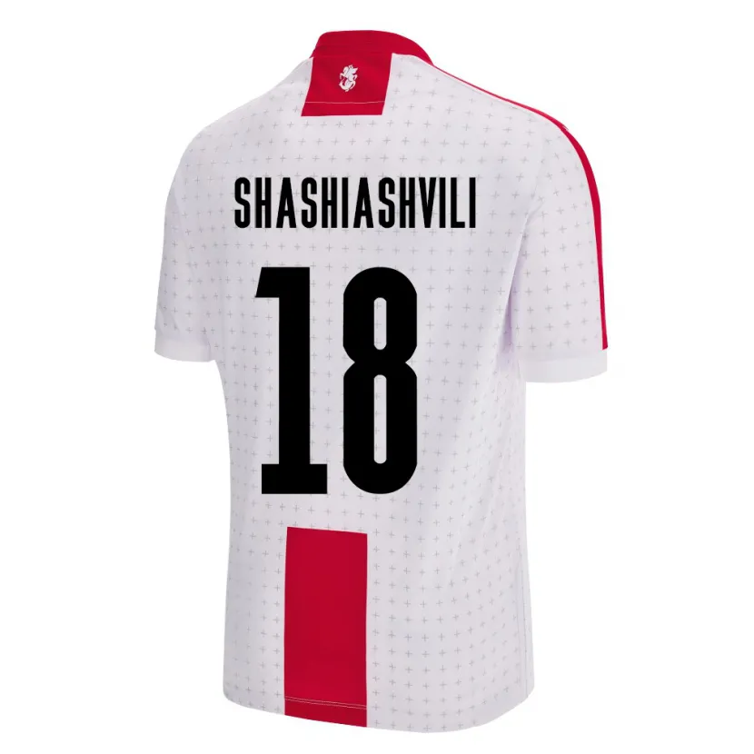Danxen Enfant Maillot Géorgie Luka Shashiashvili #18 Blanc Tenues Domicile 24-26 T-Shirt