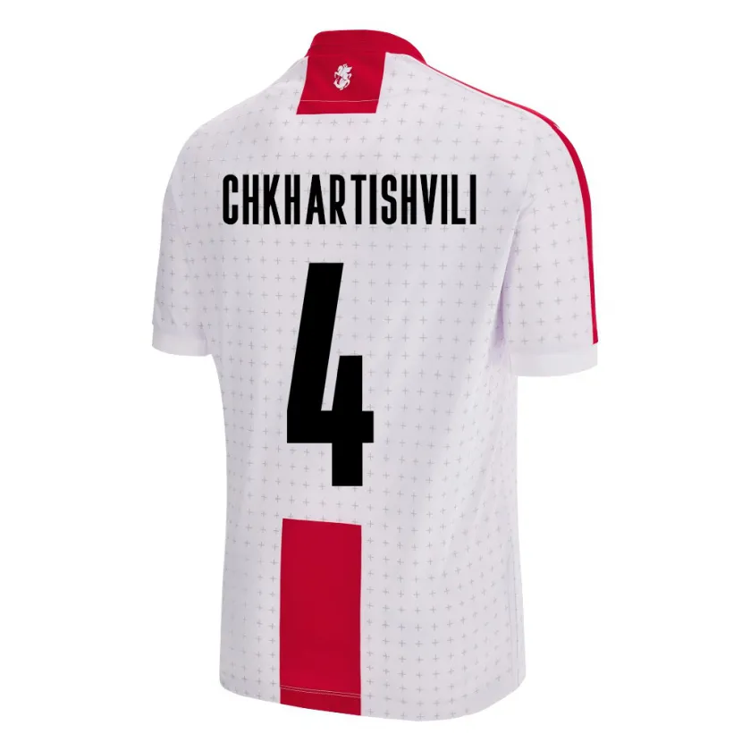 Danxen Enfant Maillot Géorgie Nino Chkhartishvili #4 Blanc Tenues Domicile 24-26 T-Shirt