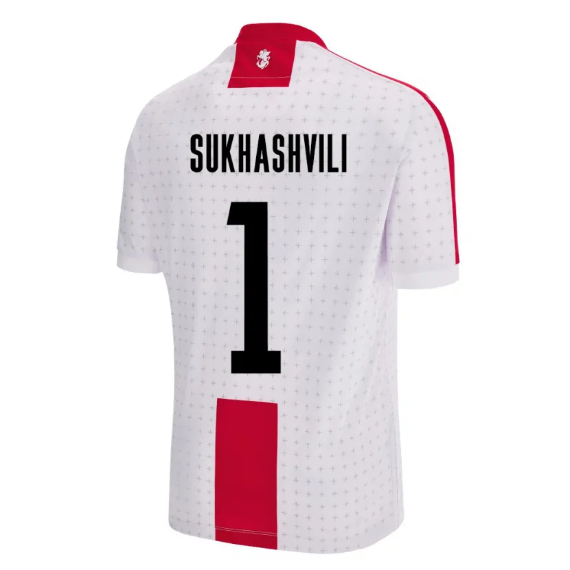 Danxen Enfant Maillot Géorgie Teona Sukhashvili #1 Blanc Tenues Domicile 24-26 T-Shirt