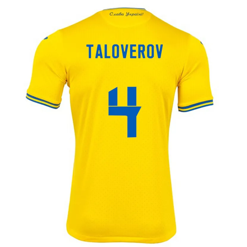 Danxen Enfant Maillot Ukraine Maksym Taloverov #4 Jaune Tenues Domicile 24-26 T-Shirt