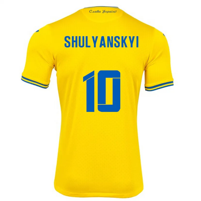 Danxen Enfant Maillot Ukraine Artem Shulyanskyi #10 Jaune Tenues Domicile 24-26 T-Shirt