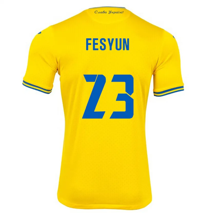 Danxen Enfant Maillot Ukraine Kiril Fesyun #23 Jaune Tenues Domicile 24-26 T-Shirt