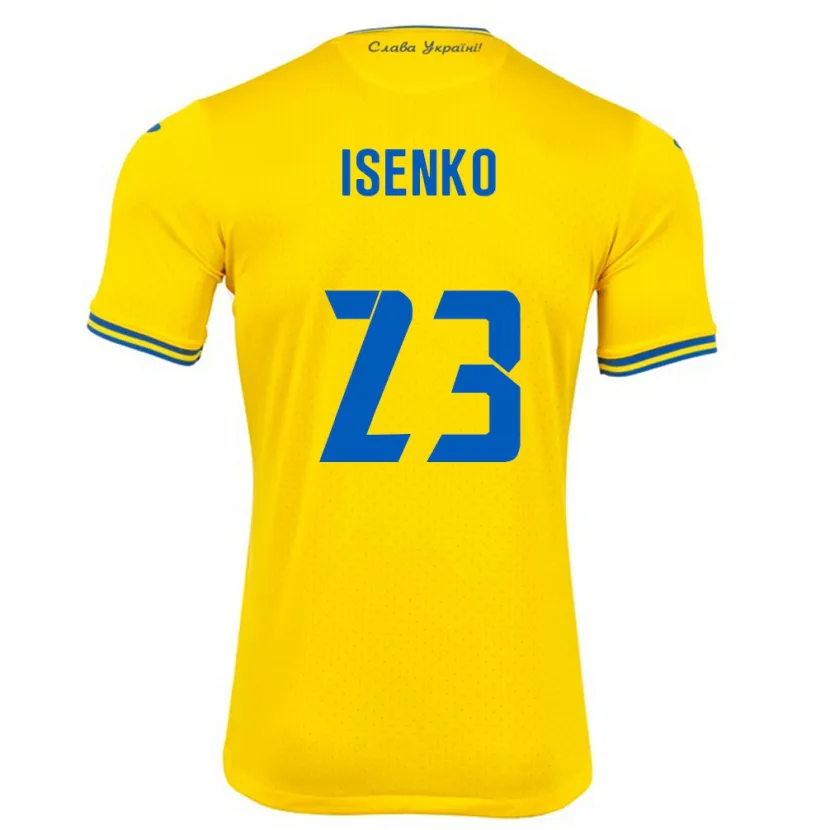 Danxen Enfant Maillot Ukraine Pavlo Isenko #23 Jaune Tenues Domicile 24-26 T-Shirt