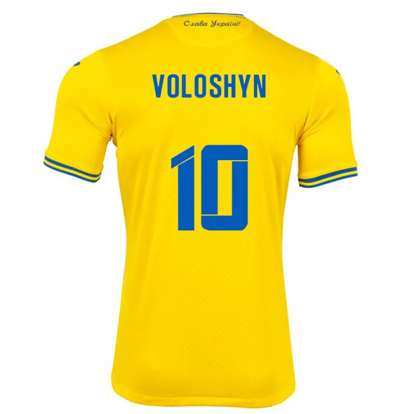 Danxen Enfant Maillot Ukraine Nazar Voloshyn #10 Jaune Tenues Domicile 24-26 T-Shirt