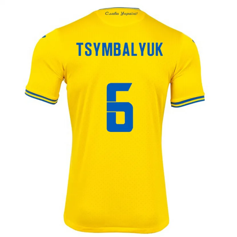 Danxen Enfant Maillot Ukraine Maksym Tsymbalyuk #6 Jaune Tenues Domicile 24-26 T-Shirt