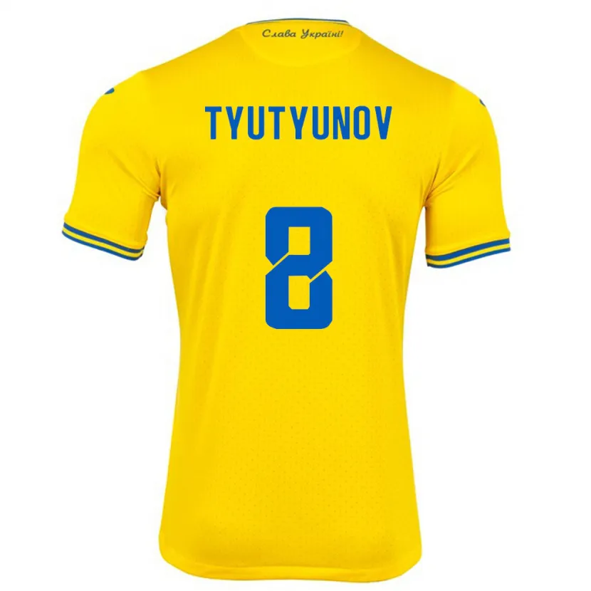 Danxen Enfant Maillot Ukraine Vladyslav Tyutyunov #8 Jaune Tenues Domicile 24-26 T-Shirt