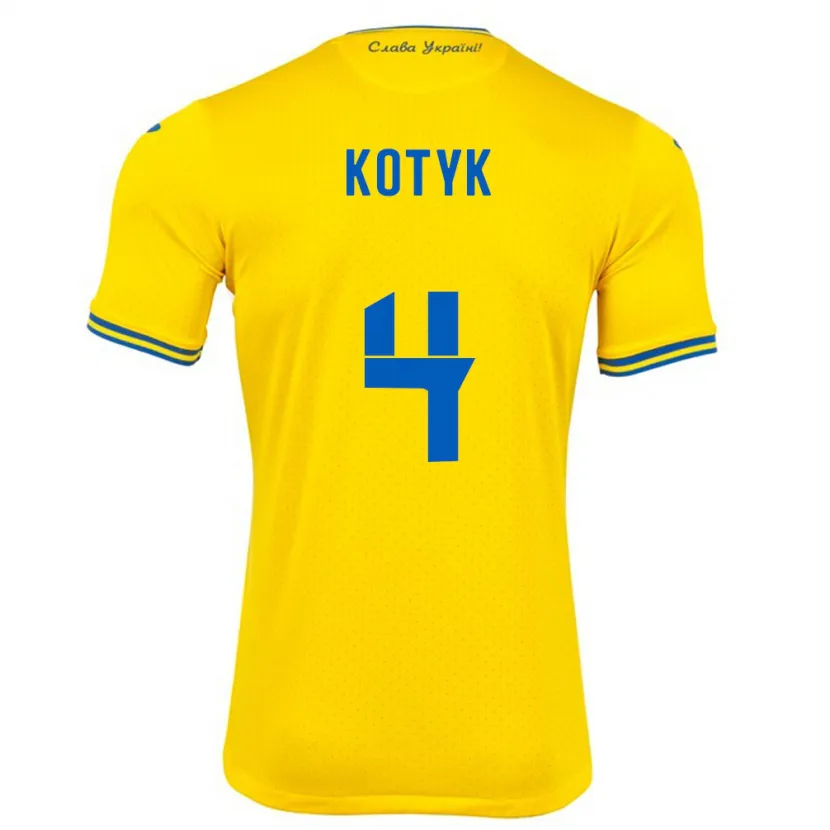 Danxen Enfant Maillot Ukraine Yana Kotyk #4 Jaune Tenues Domicile 24-26 T-Shirt