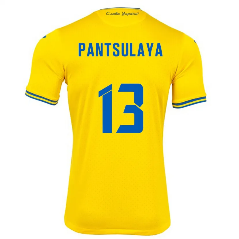 Danxen Enfant Maillot Ukraine Natiya Pantsulaya #13 Jaune Tenues Domicile 24-26 T-Shirt