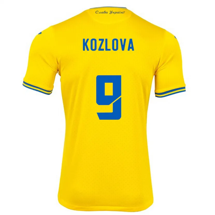 Danxen Enfant Maillot Ukraine Nicole Kozlova #9 Jaune Tenues Domicile 24-26 T-Shirt
