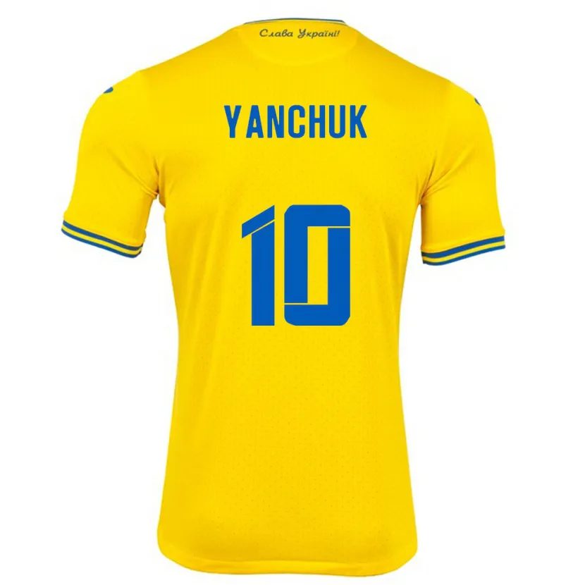 Danxen Enfant Maillot Ukraine Polina Yanchuk #10 Jaune Tenues Domicile 24-26 T-Shirt