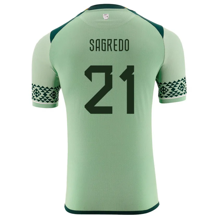 Danxen Enfant Maillot Bolivie José Sagredo #21 Vert Clair Tenues Domicile 24-26 T-Shirt