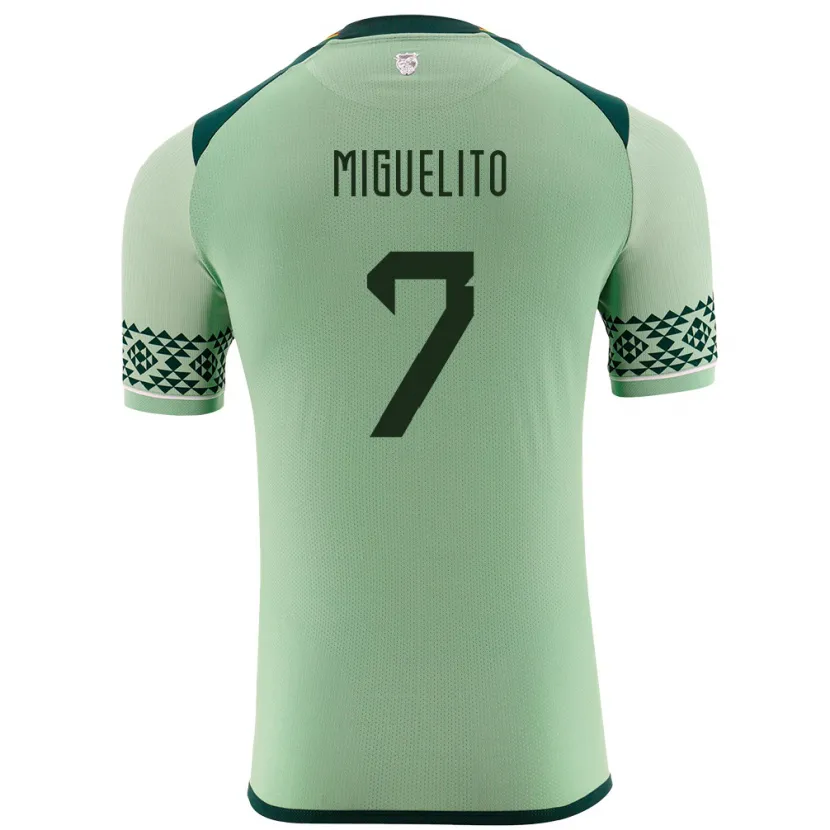 Danxen Enfant Maillot Bolivie Miguelito #7 Vert Clair Tenues Domicile 24-26 T-Shirt