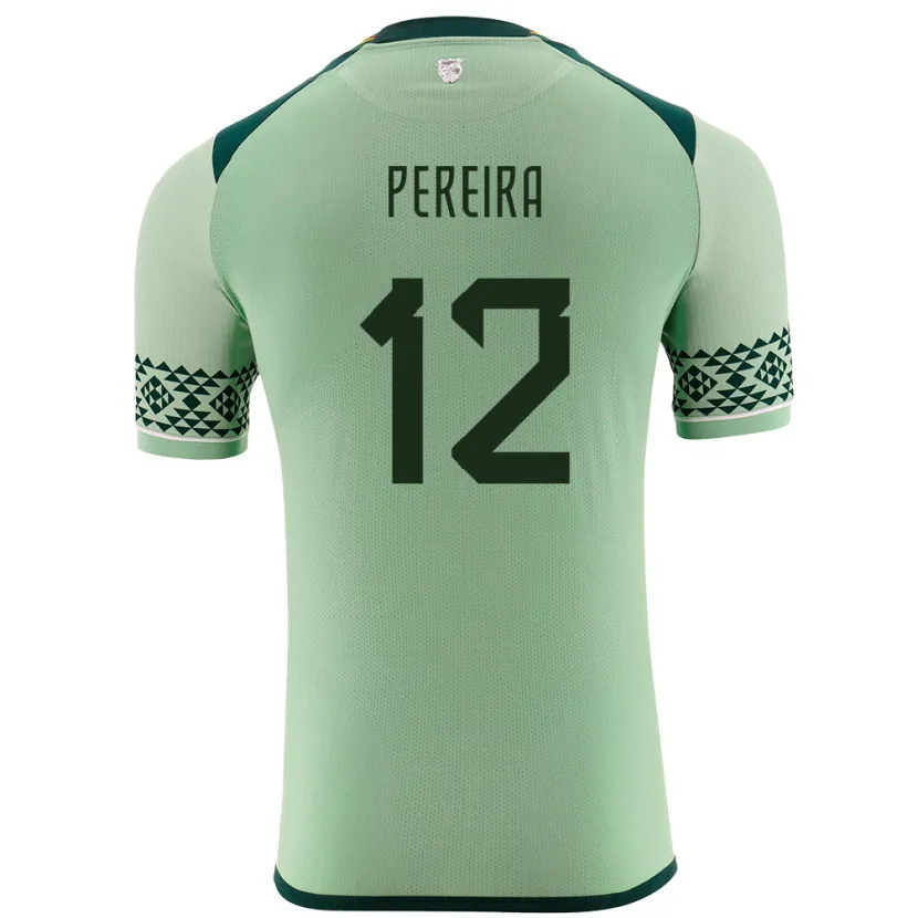 Danxen Enfant Maillot Bolivie Fabián Pereira #12 Vert Clair Tenues Domicile 24-26 T-Shirt