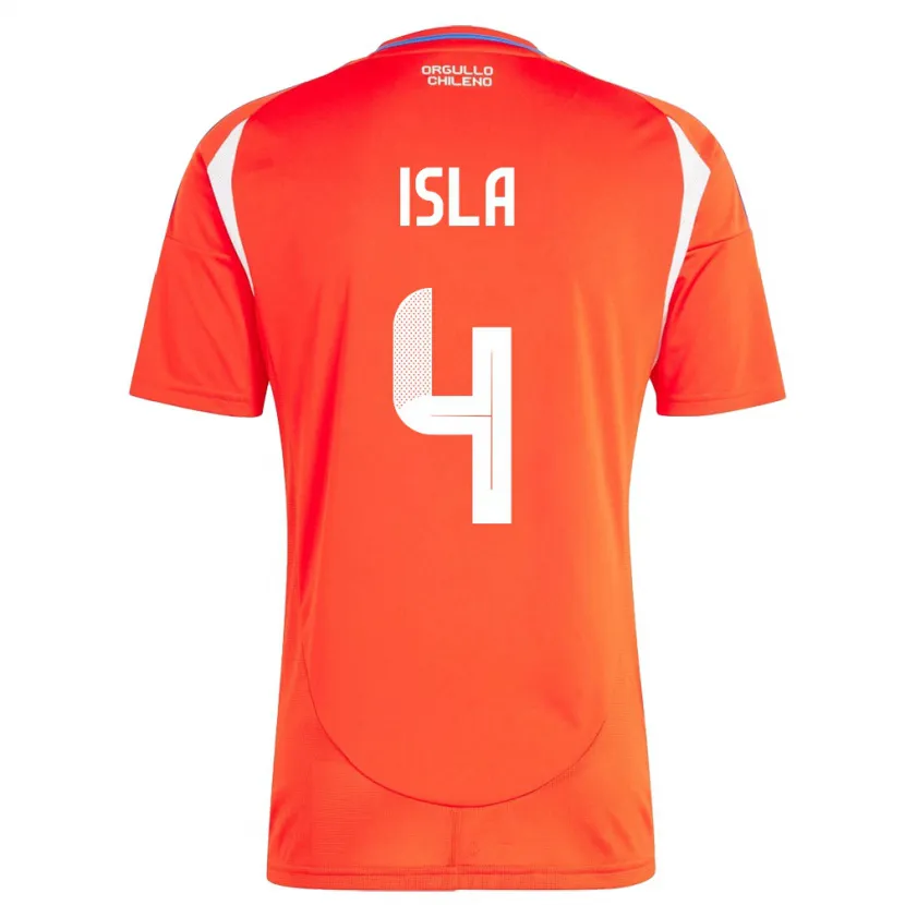 Danxen Enfant Maillot Chili Mauricio Isla #4 Rouge Tenues Domicile 24-26 T-Shirt