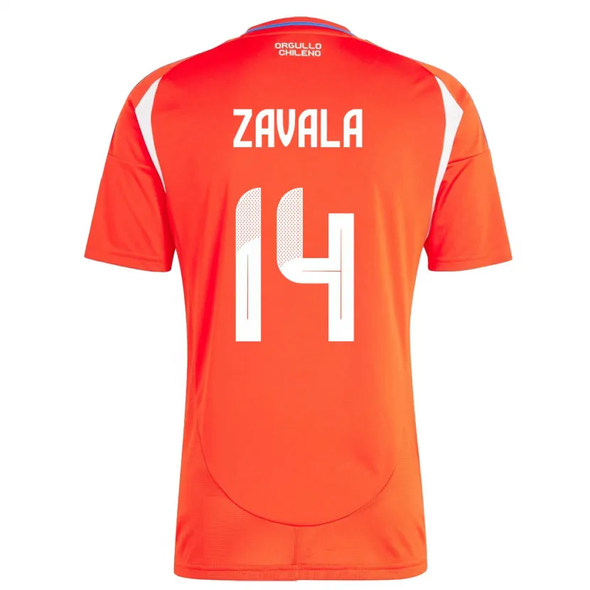 Danxen Enfant Maillot Chili Cristián Zavala #14 Rouge Tenues Domicile 24-26 T-Shirt