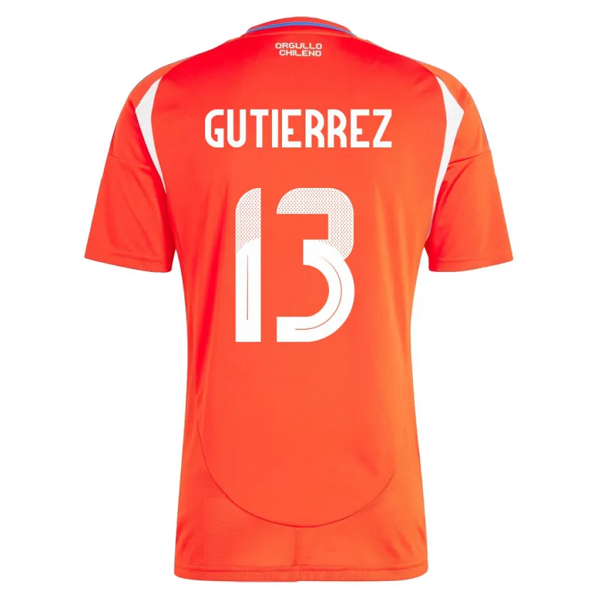 Danxen Enfant Maillot Chili Daniel Gutiérrez #13 Rouge Tenues Domicile 24-26 T-Shirt