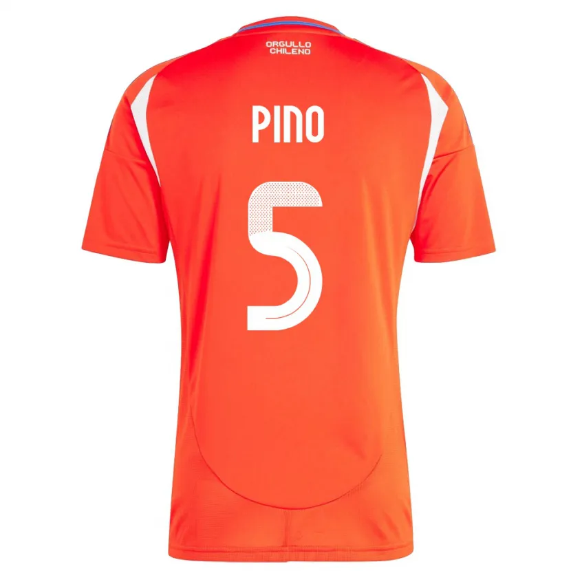 Danxen Enfant Maillot Chili Sebastián Pino #5 Rouge Tenues Domicile 24-26 T-Shirt