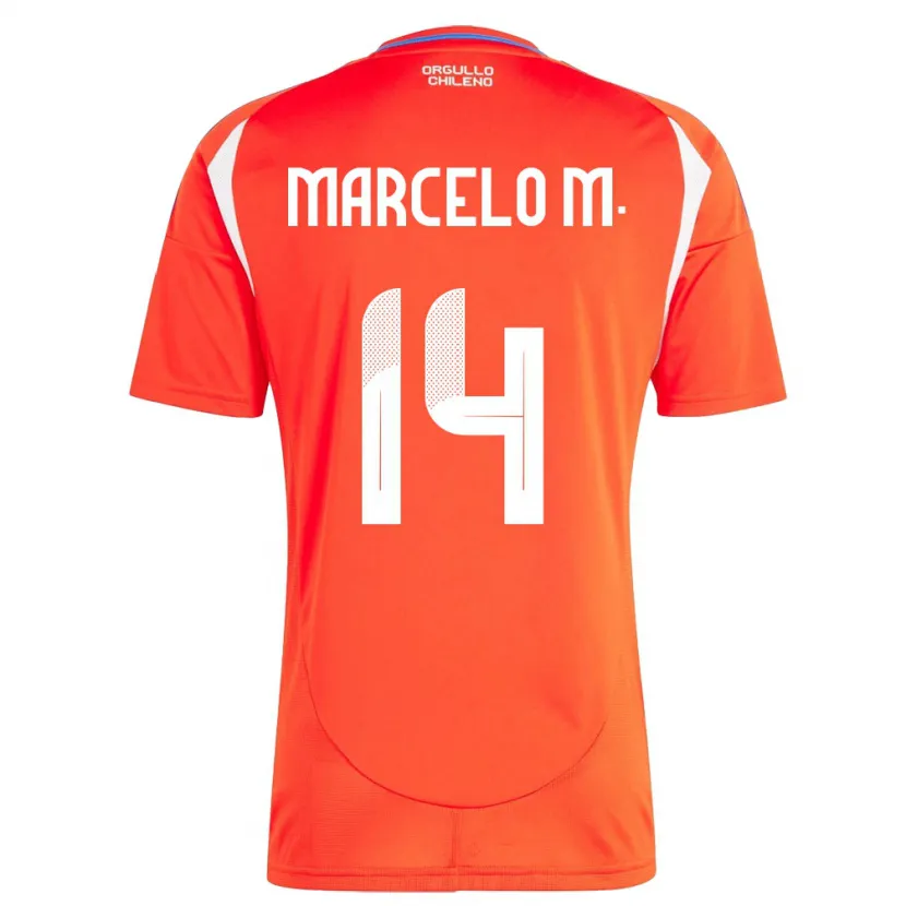 Danxen Enfant Maillot Chili Marcelo Morales #14 Rouge Tenues Domicile 24-26 T-Shirt