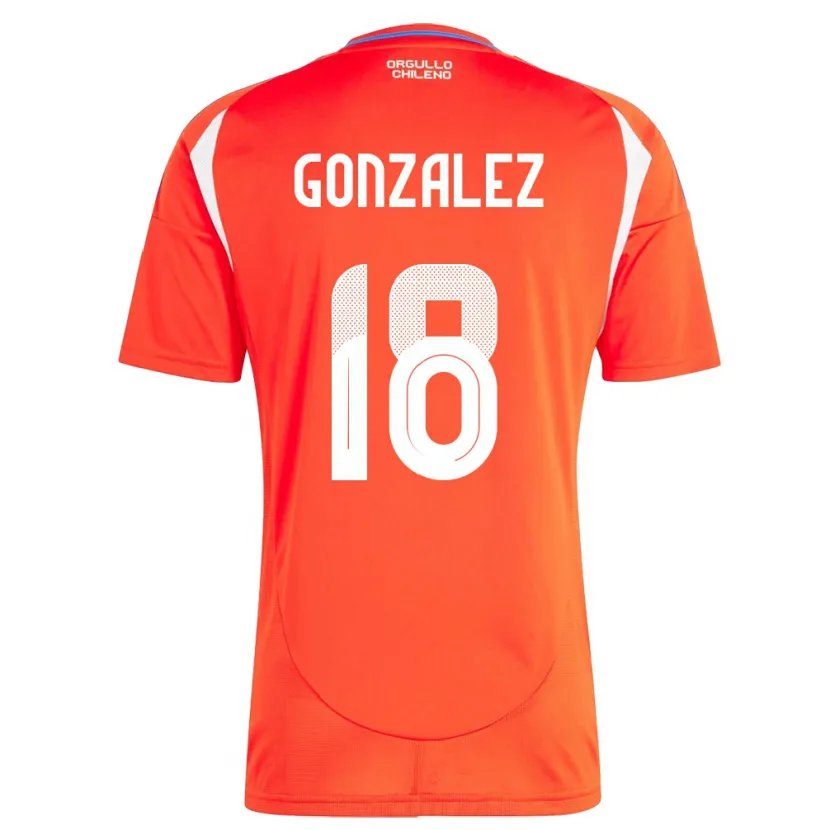 Danxen Enfant Maillot Chili Bryan González #18 Rouge Tenues Domicile 24-26 T-Shirt