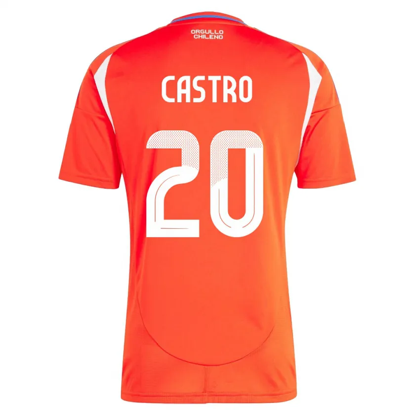 Danxen Enfant Maillot Chili Benjamín Castro #20 Rouge Tenues Domicile 24-26 T-Shirt