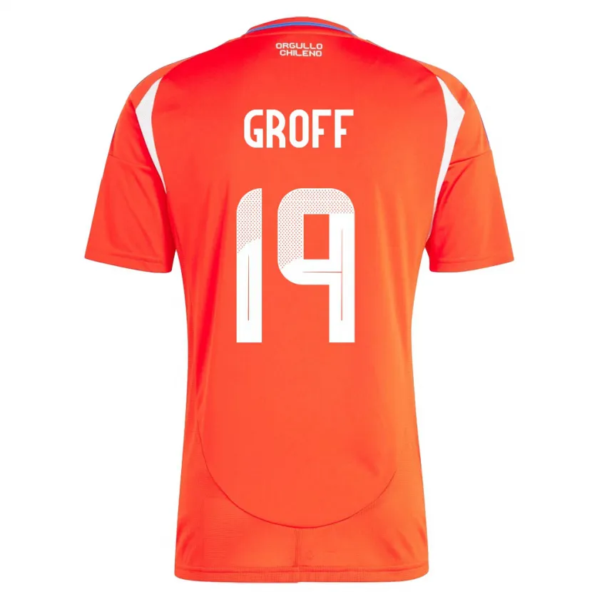 Danxen Enfant Maillot Chili Llanka Groff #19 Rouge Tenues Domicile 24-26 T-Shirt
