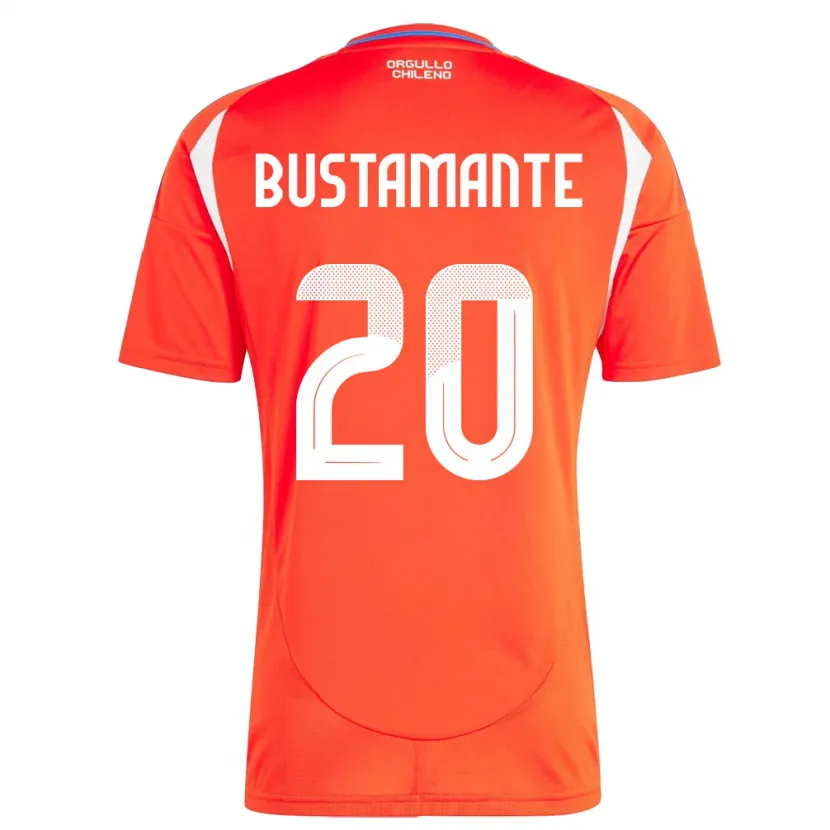 Danxen Enfant Maillot Chili Paloma Bustamante #20 Rouge Tenues Domicile 24-26 T-Shirt