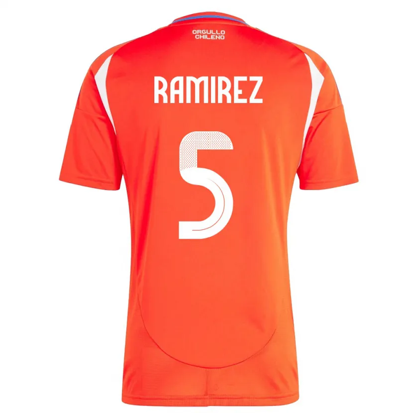 Danxen Enfant Maillot Chili Fernanda Ramírez #5 Rouge Tenues Domicile 24-26 T-Shirt