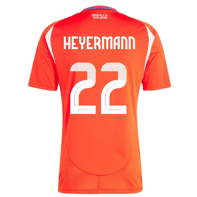 Danxen Enfant Maillot Chili Agustina Heyermann #22 Rouge Tenues Domicile 24-26 T-Shirt
