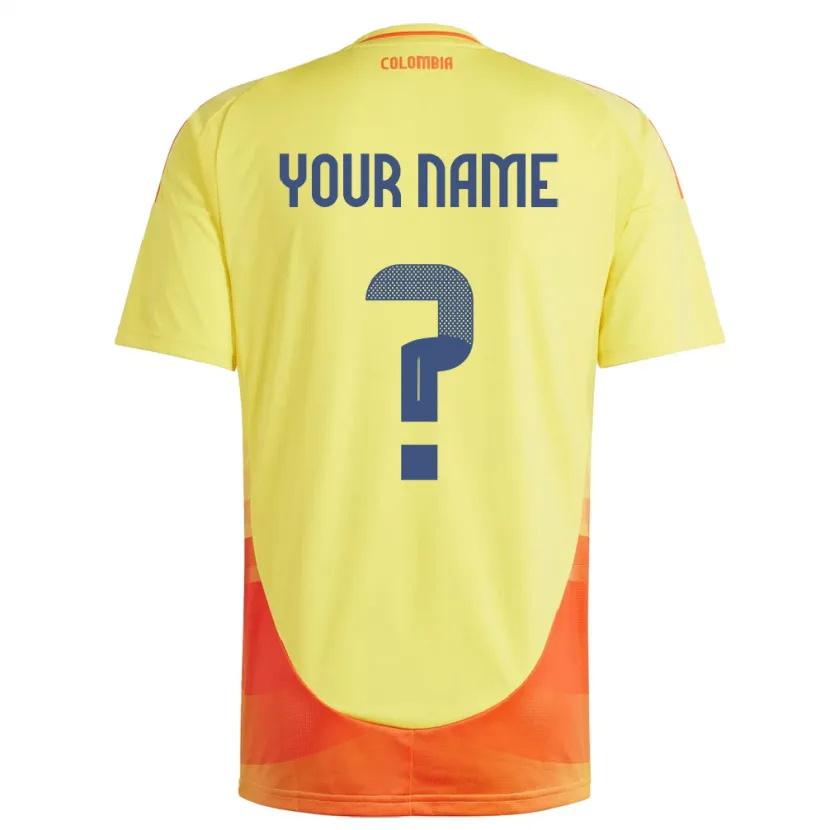 Danxen Enfant Maillot Colombie Votre Nom #0 Jaune Tenues Domicile 24-26 T-Shirt