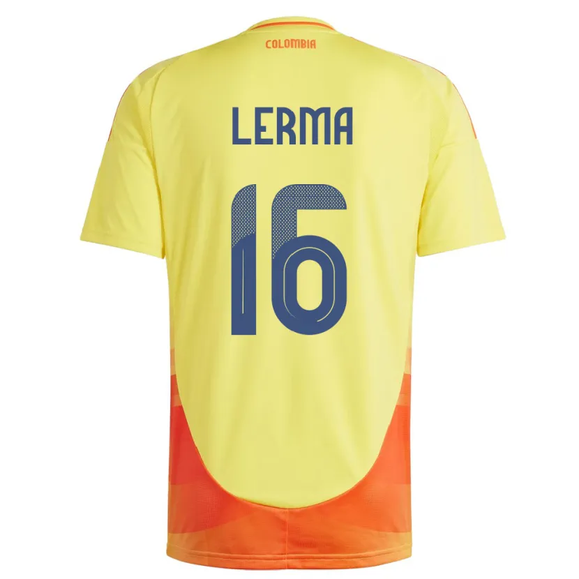 Danxen Enfant Maillot Colombie Jefferson Lerma #16 Jaune Tenues Domicile 24-26 T-Shirt