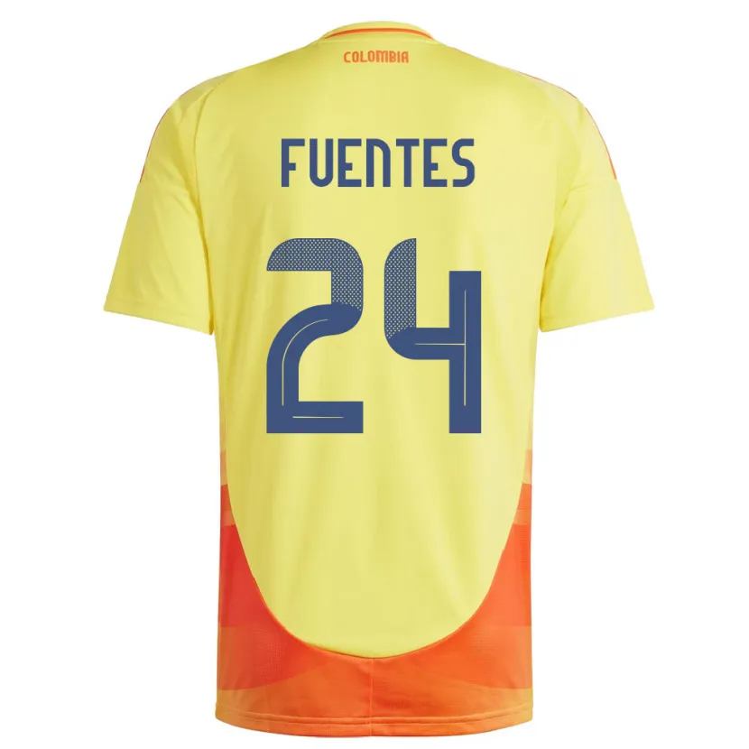 Danxen Enfant Maillot Colombie Gabriel Fuentes #24 Jaune Tenues Domicile 24-26 T-Shirt
