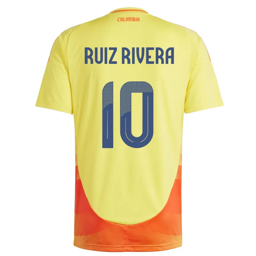 Danxen Enfant Maillot Colombie Daniel Ruiz Rivera #10 Jaune Tenues Domicile 24-26 T-Shirt