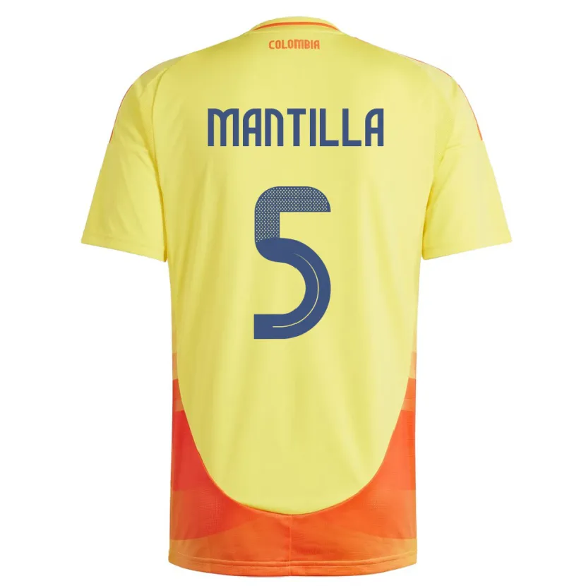 Danxen Enfant Maillot Colombie Kevin Mantilla #5 Jaune Tenues Domicile 24-26 T-Shirt