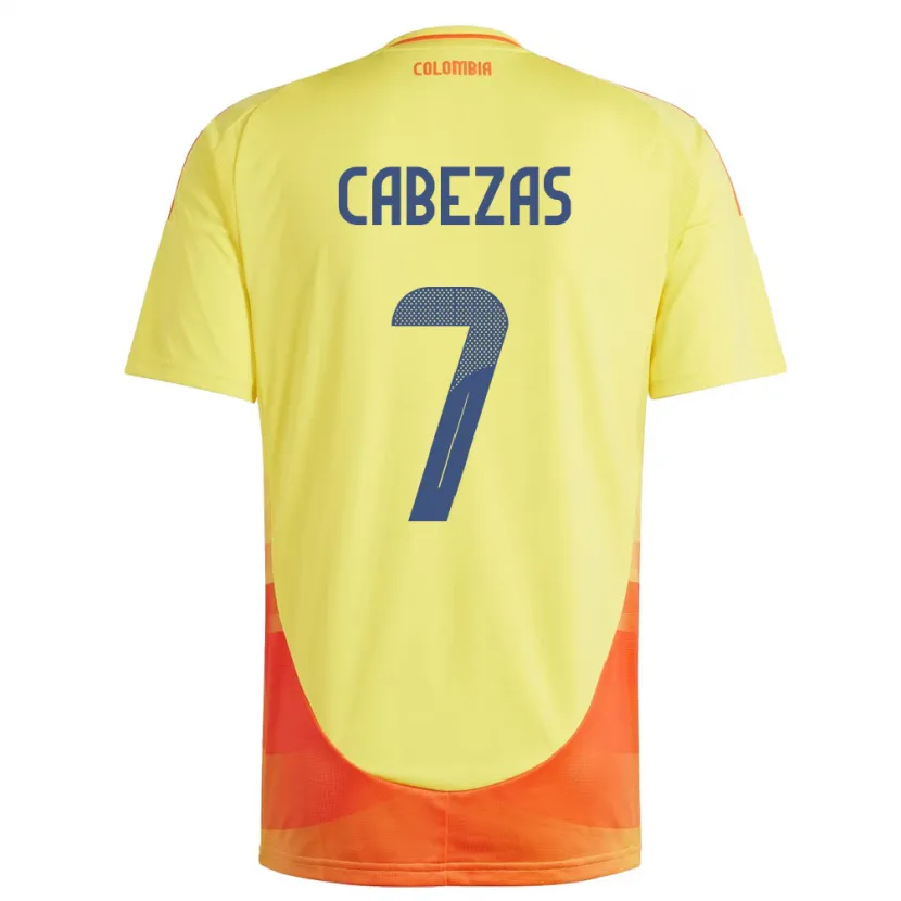 Danxen Enfant Maillot Colombie Jorge Cabezas #7 Jaune Tenues Domicile 24-26 T-Shirt