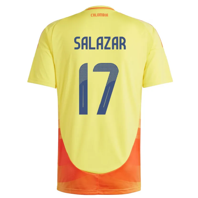 Danxen Enfant Maillot Colombie Andrés Salazar #17 Jaune Tenues Domicile 24-26 T-Shirt