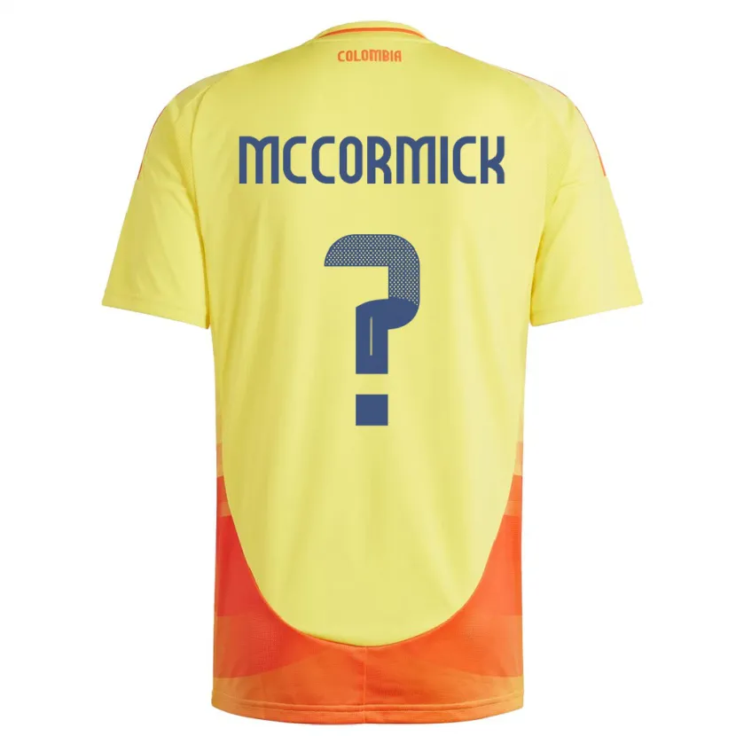 Danxen Enfant Maillot Colombie Hollman Mccormick #0 Jaune Tenues Domicile 24-26 T-Shirt