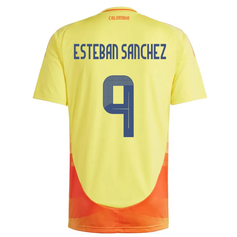 Danxen Enfant Maillot Colombie Juan Esteban Sánchez #9 Jaune Tenues Domicile 24-26 T-Shirt