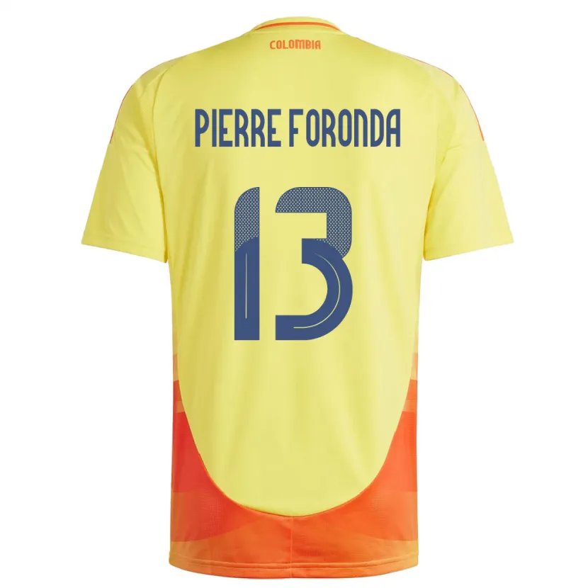 Danxen Enfant Maillot Colombie Jean Pierre Foronda #13 Jaune Tenues Domicile 24-26 T-Shirt