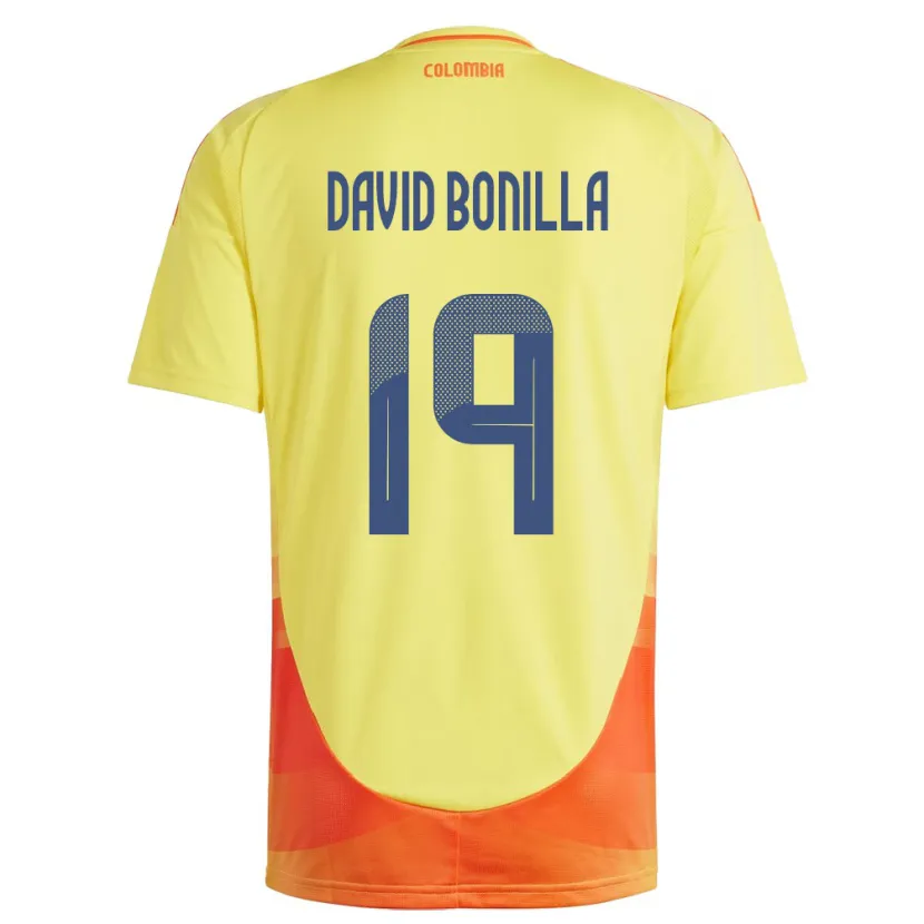 Danxen Enfant Maillot Colombie Juan David Bonilla #19 Jaune Tenues Domicile 24-26 T-Shirt