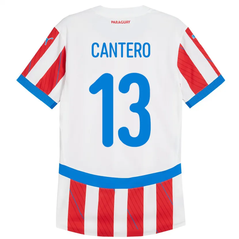 Danxen Enfant Maillot Paraguay Alexis Cantero #13 Blanc Rouge Tenues Domicile 24-26 T-Shirt
