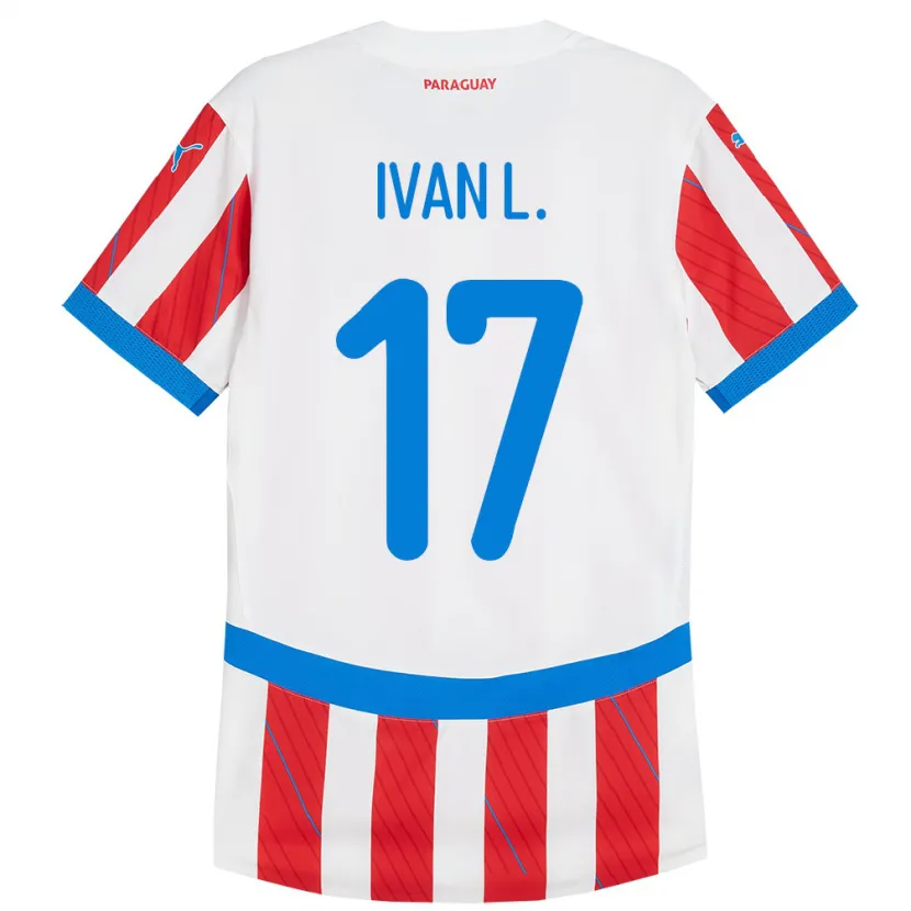 Danxen Enfant Maillot Paraguay Iván Leguizamón #17 Blanc Rouge Tenues Domicile 24-26 T-Shirt