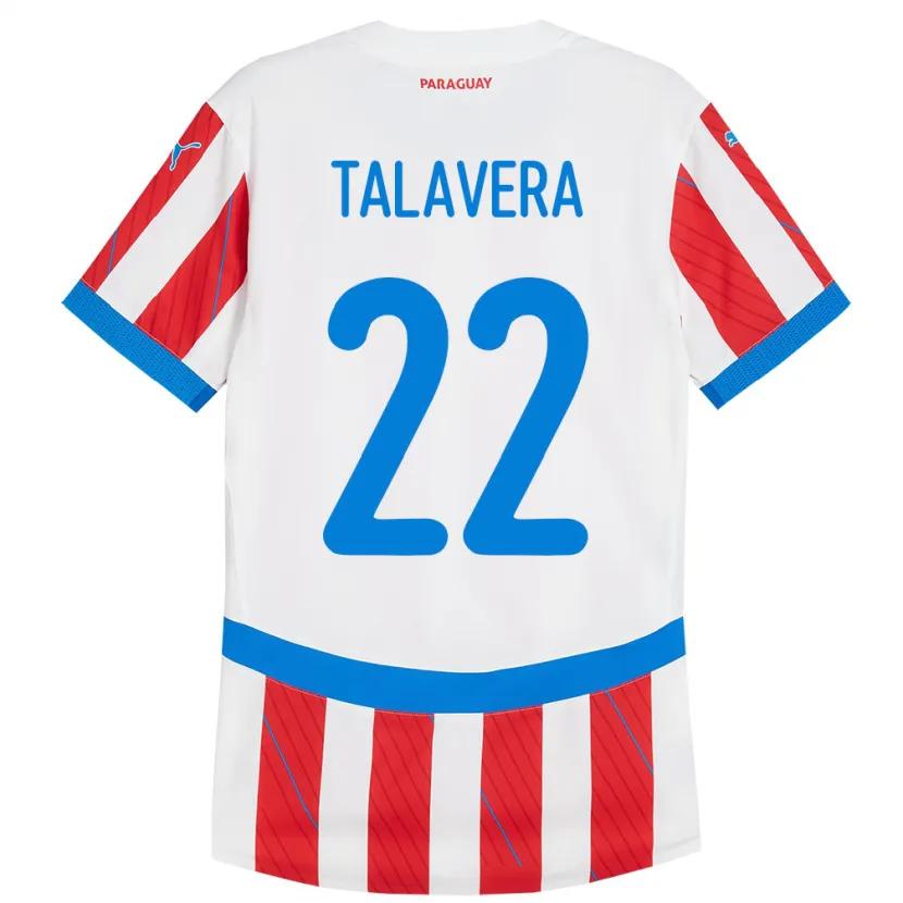 Danxen Enfant Maillot Paraguay Javier Talavera #22 Blanc Rouge Tenues Domicile 24-26 T-Shirt