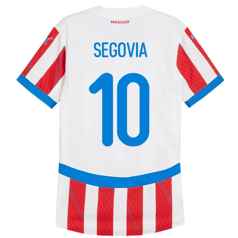 Danxen Enfant Maillot Paraguay Matías Segovia #10 Blanc Rouge Tenues Domicile 24-26 T-Shirt