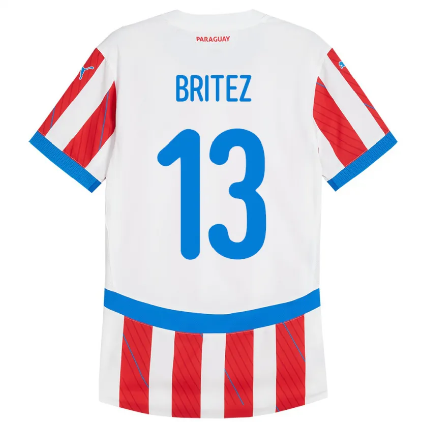 Danxen Enfant Maillot Paraguay Abel Brítez #13 Blanc Rouge Tenues Domicile 24-26 T-Shirt