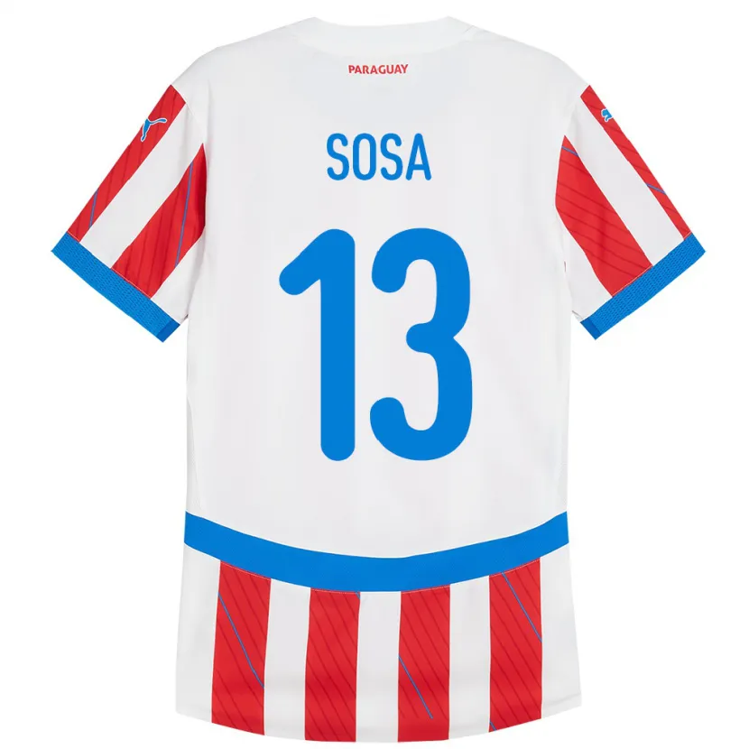 Danxen Enfant Maillot Paraguay Alex Sosa #13 Blanc Rouge Tenues Domicile 24-26 T-Shirt