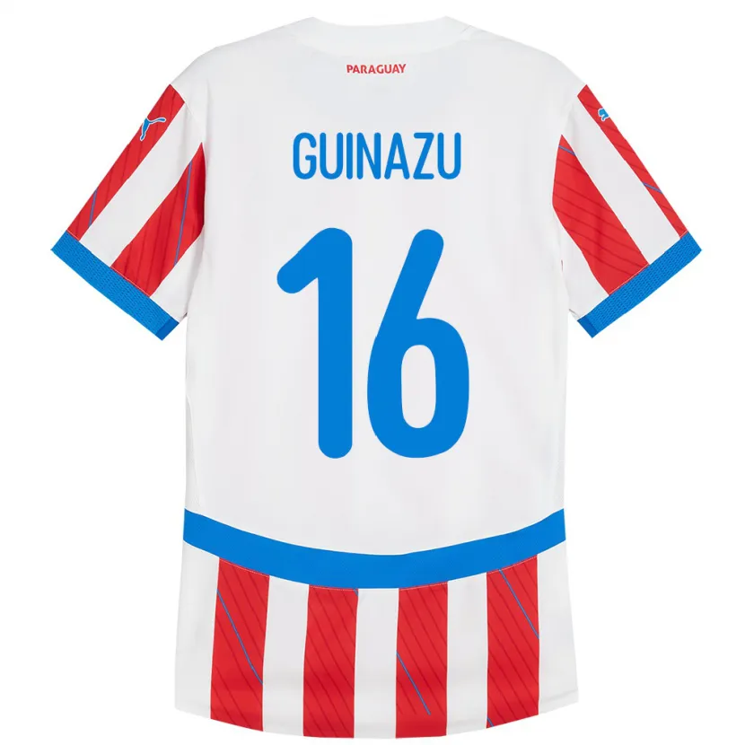 Danxen Enfant Maillot Paraguay Lucas Guiñazú #16 Blanc Rouge Tenues Domicile 24-26 T-Shirt