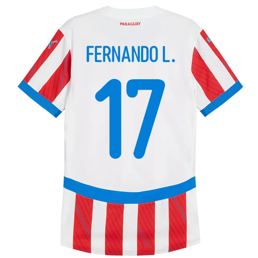 Danxen Enfant Maillot Paraguay Fernando Leguizamón #17 Blanc Rouge Tenues Domicile 24-26 T-Shirt